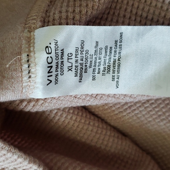 Vince Thermal shirt l/s PIMA Cotton.  Made in Peru. Size XL. NWT - Picture 7 of 10